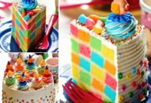 How to make a rainbow checkerboard cake