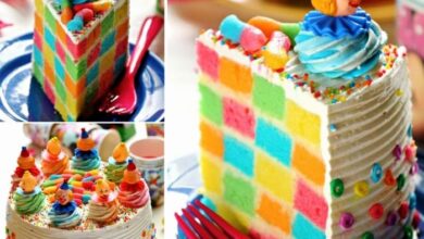 How to make a rainbow checkerboard cake