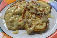 Our favorite saturday morning breakfast cinnamon roll pancakes