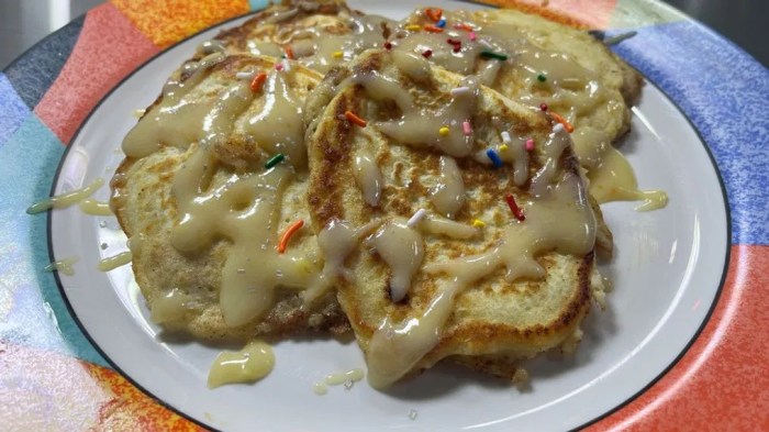 Our favorite saturday morning breakfast cinnamon roll pancakes