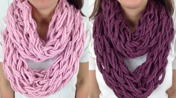 Diy arm knitting infinity scarf