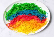 Rainbow pasta fun food