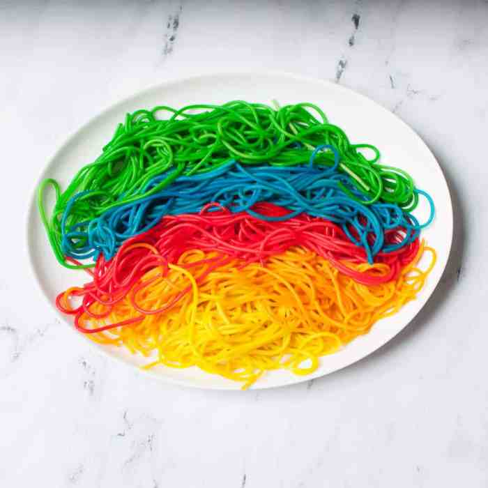 Rainbow pasta fun food