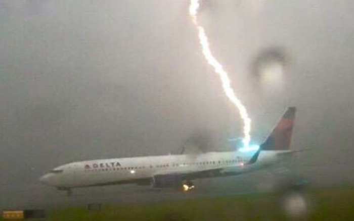 Lightning strikes plane