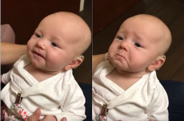 Baby hearing moms voice for the first time