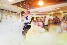 Bride and groom dance off