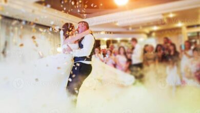 Bride and groom dance off