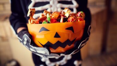 Candy pile trick halloween treat sweet chocolate bags wrapper food wrappers junk huge table back kids needed buy full facts