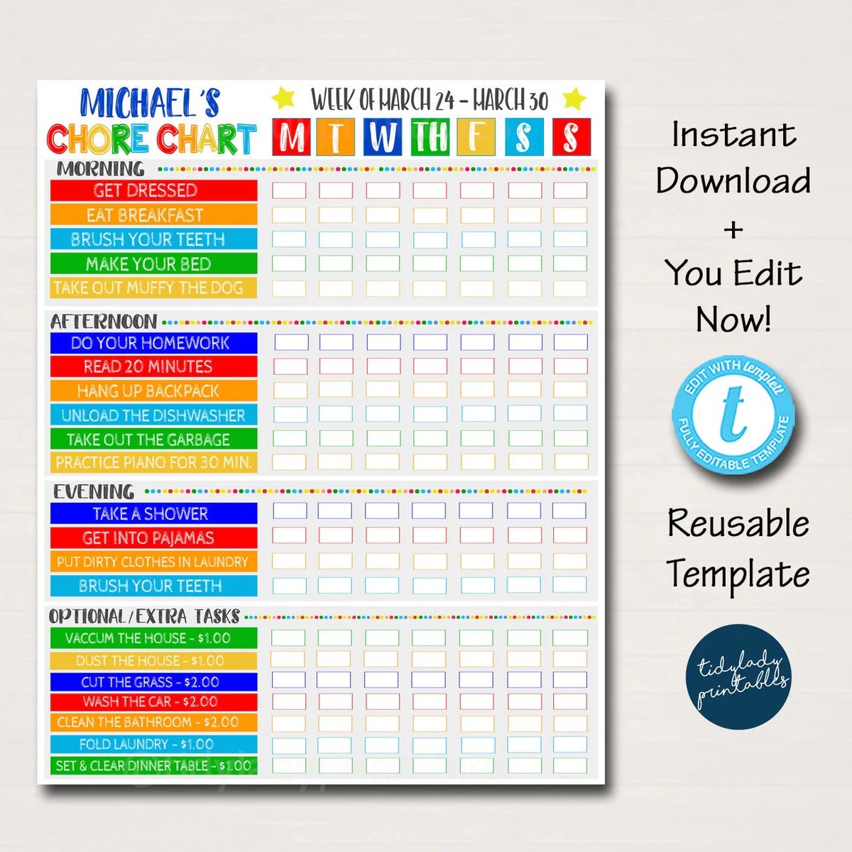 Chore chart for multiple kids