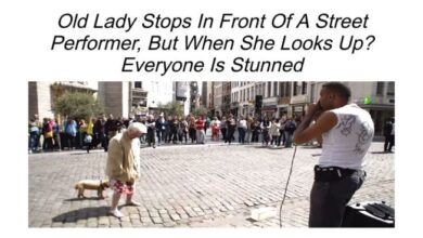 This old lady stops in front of a street performer and lets loose