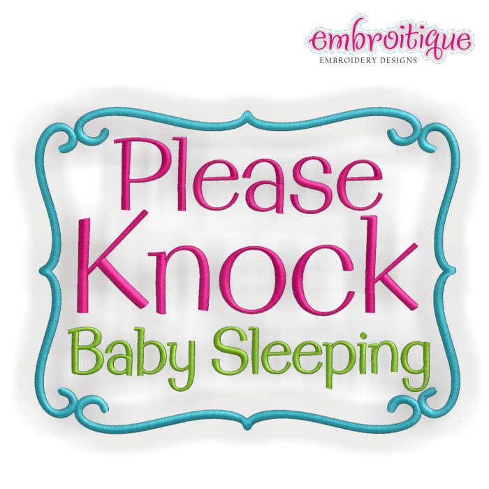 Please knock baby is sleeping sign