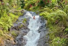 Waterfall slip and slide