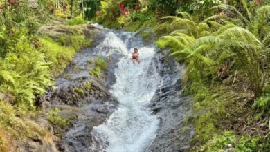 Waterfall slip and slide