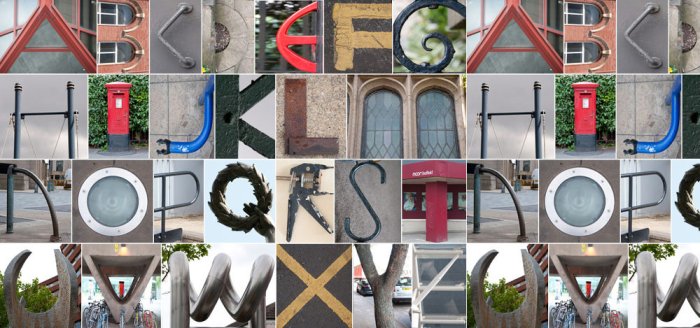 Alphabet letters in objects