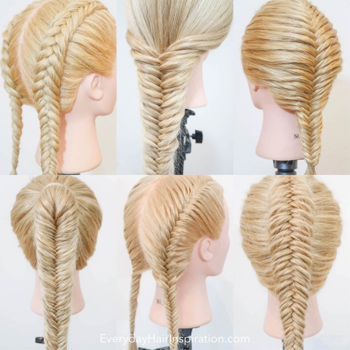 Knotted fishtail pigtails