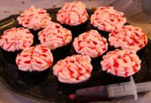 Brain and blood cupcakes