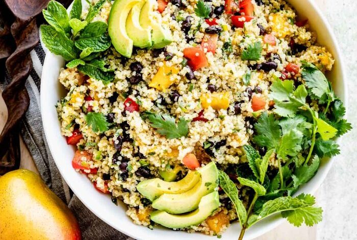 Healthy mango quinoa salad